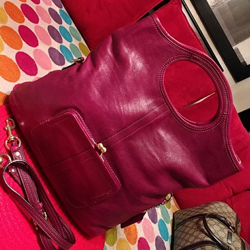 For sale Authentic Coach Plum hand/cr - Picture 1 of 8